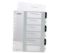 Leitz Rubrica con Tasti 1-6, Stampabile Al Pc, Formato A4, Formato Extra Largo, Polipropilene Robusto, Bianco/Nero, Gamma Wow, 12140000