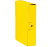 Leitz - Scatola portadocumenti con chiusura a bottone, Cartella progetti in cartone plastificato, Giallo, 25 x 35 x 8 cm, 39670016