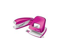 Leitz Set con Cucitrice e Perforatore, Capacità fino a 30 Fogli, Include Punti, Gamma WOW, Rosa