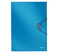 Leitz Solid Cartella Organizer a 3 Lembi, Formato A4, Capacità 150 Fogli, Chiusura a Elastico, Azzurro, 45631030
