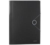 Leitz Solid Cartella Organizer a 3 Lembi, Formato A4, Capacità 150 Fogli, Chiusura a Elastico, Nero, 45631095