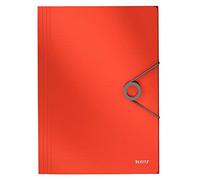 Leitz Solid Cartella Organizer a 3 Lembi, Formato A4, Capacità 150 Fogli, Chiusura a Elastico, Rosso, 45631020