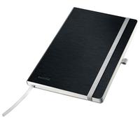 Leitz Taccuino Style A5 vuoto, copertina morbida, 160 pagine, 80 fogli, carta certificata FSC da 100 g/m², fascia elastica e segnalibro, per ufficio e home office, Nero, 44531094