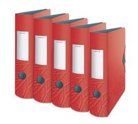 Leitz Urban Chic Series 11160020 - Raccoglitore di qualità a 180°, confezione da 5 pezzi, formato A4, dorso arrotondato, larghezza 8,2 cm, chiusura con elastico, in plastica leggera, serie Urban Chic,