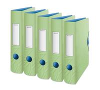 Leitz Urban Chic Series 11170050 - Raccoglitore di qualità, attivo a 180°, confezione da 5, formato A4, dorso stretto e arrotondato, larghezza 6,5 cm, chiusura con elastico, in polyfoam leggero, serie