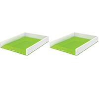 Leitz Vaschetta portacorrispondenza, Formato A4, Bianco/Verde, Gamma WOW, 53611054 (Confezione da 2)