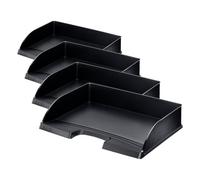 Leitz Vaschetta portacorrispondenza, Formato A4 orizzontale, Nero, Gamma Plus, 52180095 (Confezione da 4)