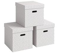 Leitz von 61430001 - Set di 3 contenitori con coperchio, 29 l, grande cartone riciclato, design geometrico, per scuola, studio e casa, 3 pezzi, colore: Bianco