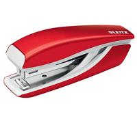 Leitz Wow 55281026 - Mini cucitrice, capacità 10 fogli, corpo ergonomico in metallo, include 1000 punti metallici, colore: rosso metallizzato