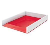 Leitz Wow A4 Letter Tray, White/Red Desk Tray Organiser, A4 Paper Tray, 53611026