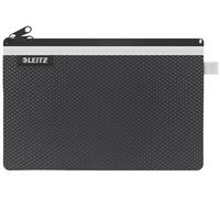 Leitz WOW Astuccio a 2 Scomparti, Cerniera in Nylon, Lavabile, Adatta come Borsino, Formato L (23x15 cm), Nero, 40130095