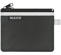 Leitz WOW Astuccio a 2 Scomparti, Cerniera in Nylon, Lavabile, Adatta come Portafoglio, Formato S (14 x 10.5 cm), Nero, 40110095