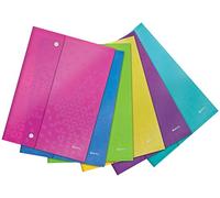 Leitz WOW Busta con Bottone WOW, Formato A4 , Porta Documenti e Piccoli Oggetti, In PP RIciclabile, Capacità 120 fogli A4 (80 gr/mq), Confezione da 6 Pezzi, Colori Assortiti, 44690099