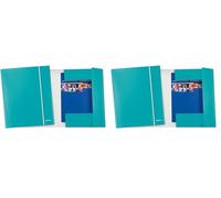 Leitz WOW Cartella a 3 Lembi con Tasca, Formato A4, Capacità 250 Fogli, Acquamarina, 39830051 (Confezione da 2)