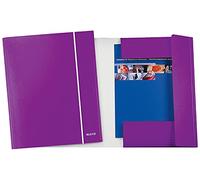 Leitz WOW Cartella a 3 Lembi con Tasca, Formato A4, Capacità 250 Fogli, Viola, 39830062