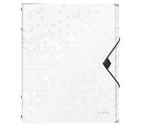 Leitz WOW Cartella Organizer a 3 Lembi, Formato A4, Capacità 200 Fogli, Tasca Indicizzata con 12 Divisori, Chiusura a Elastico, Bianco, 46340101