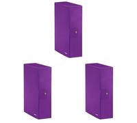 LEITZ Wow Cartella Progetti in Cartoncino Plastificato, Viola, Dorso 10 cm (Confezione da 3)
