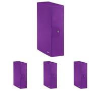 LEITZ Wow Cartella Progetti in Cartoncino Plastificato, Viola, Dorso 10 cm (Confezione da 4)