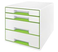 Leitz WOW Cube Cassettiera a 4 Cassetti, Organizer per Riporre Documenti, Cataloghi e Riviste in Formato A4, Adatta per Casa e Ufficio, Verde, 52132054