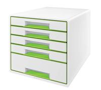 Leitz WOW Cube Cassettiera a 5 Cassetti, Organizer per Riporre Documenti, Cataloghi e Riviste in Formato A4, Adatta per Casa e Ufficio, Verde, 52142054