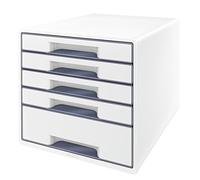 Leitz WOW Cube Cassettiera a 5 Cassetti, Organizer per Riporre Documenti, Cataloghi e Riviste in Formato A4, Adatta per Casa e Ufficio, Grigio, 52142001