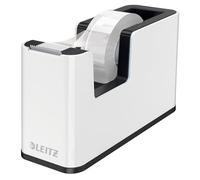 LEITZ WOW Dispenser per nastro adesivo Dual Color, Base Appesantita, Nastro adesivo da 10 mt incluso, Bianco/Nero, 53641095