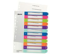 Leitz WOW Indice in plastica stampabile multicolore 12 schede - Multiforo - Formato A4 - Colore traslucido