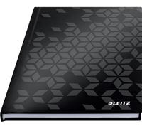 Leitz WOW Notebook A5 a righe, copertina rigida, 160 pagine, 80 fogli di carta certificata FSC (80 g/m²), rilegatura a filo, per ufficio, scuola o come diario, nero, 46271095