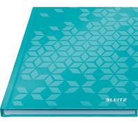 Leitz WOW Notebook A5 a righe, copertina rigida, 160 pagine, 80 fogli di carta certificata FSC (80 g/m²), rilegatura a filo, per ufficio, scuola o come diario, blu ghiaccio, 46271051