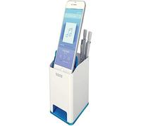 LEITZ WOW - Portapenne con amplificatore del suono Dual Color - Bianco / Blu metall. - 53631036