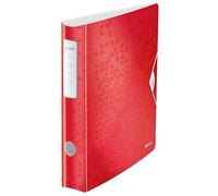 Leitz WOW Raccoglitore ad Anelli in Polyfoam Leggero, Può Contenere fino a 350 Fogli, con Chiusura Elastica e Dorso Curvo da 65 mm, Formato A4, Rosso Metallizzato, 11070026