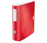 Leitz WOW Raccoglitore ad Anelli in Polyfoam Leggero, Può Contenere fino a 500 Fogli, con Chiusura Elastica e Dorso Curvo da 82 mm, Formato A4, Rosso Metallizzato, 11060026