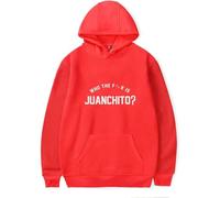 Leiva Who The FK Is Juanchito 2025 Felpe con Cappuccio A Maniche Lunghe con Stampa alla Moda,Rosso,XXL