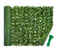 LEIVESTE Siepe Finta Per Recinzione,Recinzione Giardino Esterno,Frangivista Balcone, Copri Ringhiera Balcone,Rete Con Foglie Finte 40 fascetti verdi omaggio (Edera, 1 x 3 Mt)