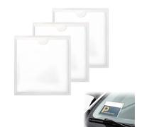 Leiwee Porta Permesso di Parcheggio per Parabrezza Auto Autoadesivo, Porta Targa e Badge Universale in PVC Trasparente, Set da 3 Pezzi 10,5x10,5 cm (Trasparente)