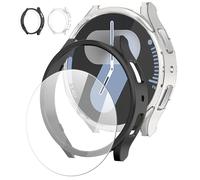 LEIXIUER 2 Pezzi Cover con Pellicola Protettiva per Samsung Galaxy Watch 7 44mm,Custodia Rigida in PC con Vetro Temperato Film Antigraffio per Galaxy Watch 7 44mm