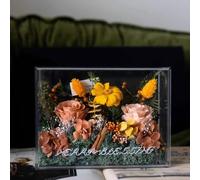 LEIYTFE Fiori Eterna Che durano per Sempre Regali per Il Compleanno della Mamma, Decorazioni Floreali Naturali, Copertura Protettiva in Acrilico, Fiori freschi con Consegna Prime(Orange)