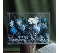 LEIYTFE Fiori Eterna Che durano per Sempre Regali per Il Compleanno della Mamma, Decorazioni Floreali Naturali, Copertura Protettiva in Acrilico, Fiori freschi con Consegna Prime(Grey-Blue)