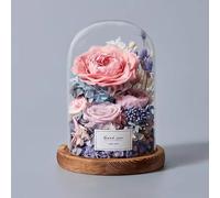 LEIYTFE Fiori Eterni per La Decorazione: Rose Stabilizzate in Campana di Vetro, Regali di Compleanno E di San Valentino per Donne, Mamme, Mogli E Fidanzate(Pink 1)