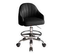 LEIYTFE Heavy Duty Rolling Stool Chair With Wheels Lifting Office Chairs With Footrest Drafting Chair,Back Support, Armrest,Smooth Movement Bar Stools(Black)