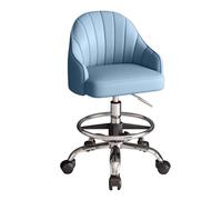 LEIYTFE Heavy Duty Rolling Stool Chair With Wheels Lifting Office Chairs With Footrest Drafting Chair,Back Support, Armrest,Smooth Movement Bar Stools(Blauw)