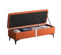 LEIYTFE Ingresso Panca Lunga con Contenitore, Pouf Contenitore in Ecopelle con Piano Ribaltabile,Panca Moderna Imbottita da Posizionare Ai Piedi del Letto Cassapanca Contenitore(Orange,120cm)