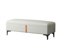 LEIYTFE Ingresso Panca Lunga con Contenitore, Pouf Contenitore in Ecopelle con Piano Ribaltabile,Panca Moderna Imbottita da Posizionare Ai Piedi del Letto Cassapanca Contenitore(White,80cm)