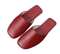 LEIYTFE Pantofole da Uomo in Vera Pelle, Coppia Pantofole Quattro Stagioni Casa Scarpe, Sandali Casual Chiusi Top Pantofole All'aperto, Pantofole Traspiranti/silenziose(Red,EUR40-41)