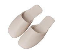 LEIYTFE Pantofole da Uomo in Vera Pelle, Coppia Pantofole Quattro Stagioni Casa Scarpe, Sandali Casual Chiusi Top Pantofole All'aperto, Pantofole Traspiranti/silenziose(Beige,EUR40-41)