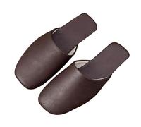 LEIYTFE Pantofole da Uomo in Vera Pelle, Coppia Pantofole Quattro Stagioni Casa Scarpe, Sandali Casual Chiusi Top Pantofole All'aperto, Pantofole Traspiranti/silenziose(Dark Curry,EUR36-37)