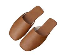 LEIYTFE Pantofole da Uomo in Vera Pelle, Coppia Pantofole Quattro Stagioni Casa Scarpe, Sandali Casual Chiusi Top Pantofole All'aperto, Pantofole Traspiranti/silenziose(Camel,EUR44-45)