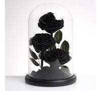 LEIYTFE Regali per La Mamma E per Le Donne Rosa Stabilizzata in Vaso di Vetro, Rose Eterne Che Non Appassiscono Mai, Regali Unici per La Festa della Mamma Che Durano Un Anno O più(Black)