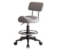 LEIYTFE Sedia Da Disegno Senza Braccioli Sgabelli Da Bar Con Poggiapiedi E Ruote, Sedia Da Ufficio Ergonomica Con Supporto Per La Schiena, Sedie Da Salone Con Seduta A Sella(Grey)