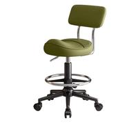 LEIYTFE Sedia Da Disegno Senza Braccioli Sgabelli Da Bar Con Poggiapiedi E Ruote, Sedia Da Ufficio Ergonomica Con Supporto Per La Schiena, Sedie Da Salone Con Seduta A Sella(Groen)